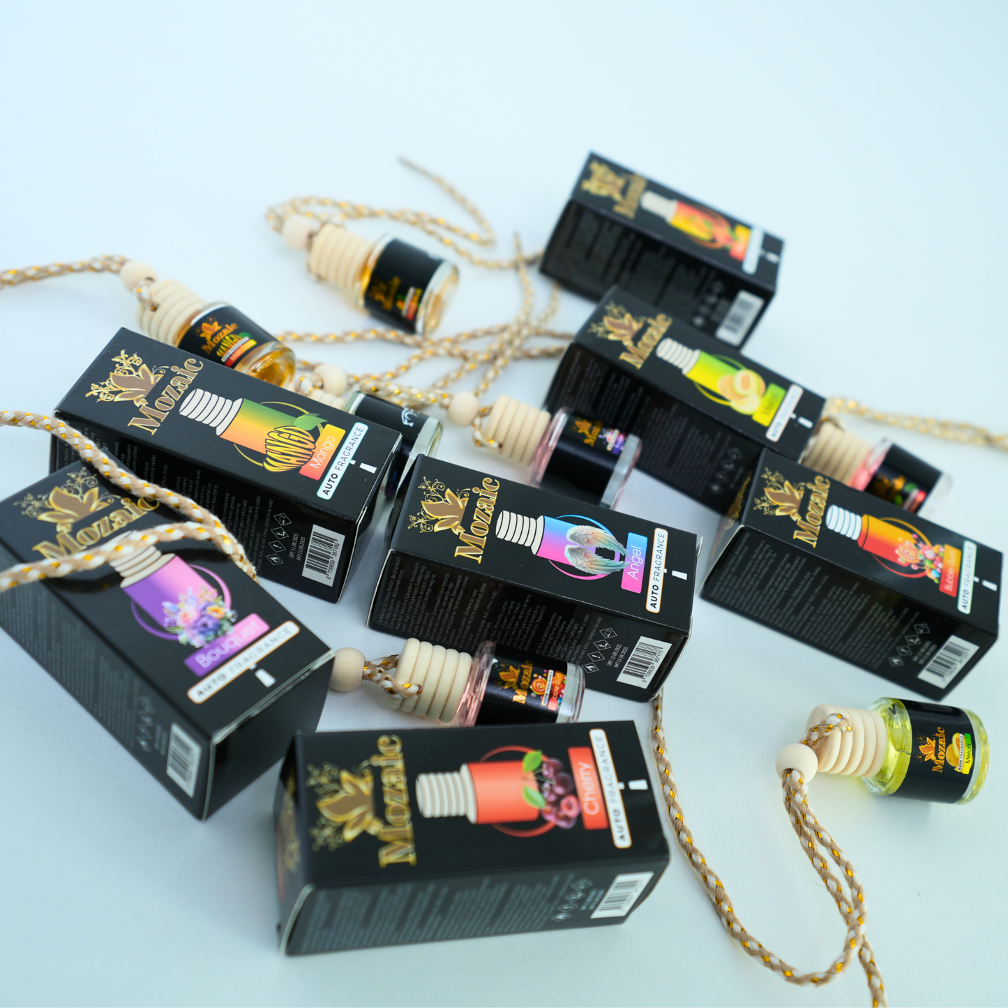 Pachet Promo Odorizante Auto Mozaic 7x – Bubble Gum, Bouquet, Mango, Cherry, Melon, Peach, Angel