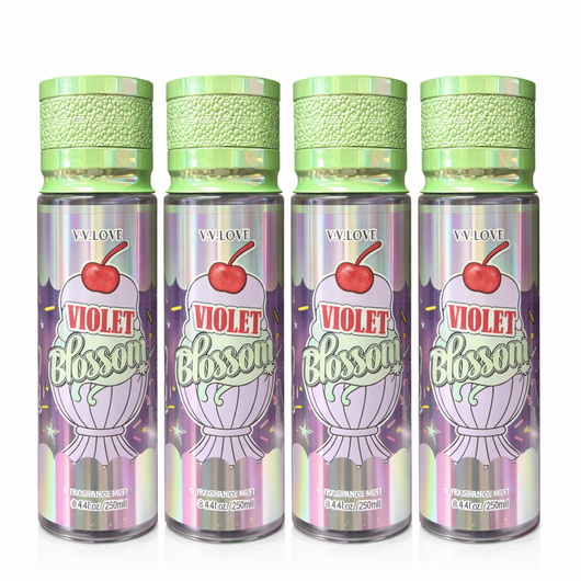 Pachet Promo 4x Body Mist Violet Blossom V.V. Love 250ml – Parfum Dulce & Fresh pentru Femei
