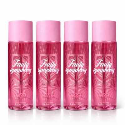 Pachet Promo 4x Body Mist Fruity Symphony 250ml – Parfum Dulce Fructat Fresh pentru Femei