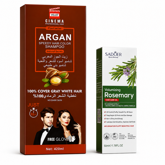 Pachet Promo Hair Revival – Șampon Nuanțator Argan Natural Brown + Ulei de Păr cu Rozmarin