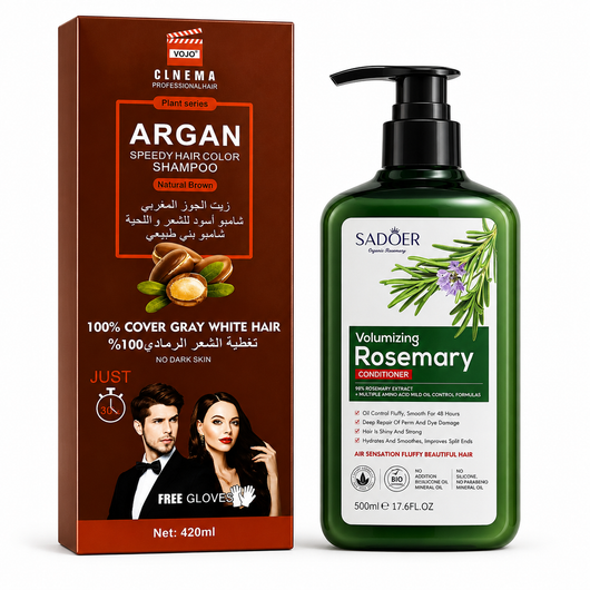 Pachet Promo Rosemary Volume – Șampon Nuanțator Argan + Balsam cu Rozmarin SADOER