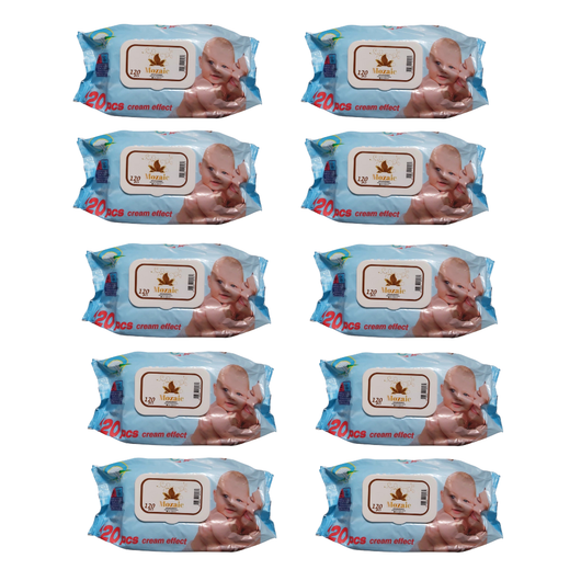 Pachet Smart Value 10x Șervețele Umede Mozaic Cream Effect 120 buc pentru Bebeluși