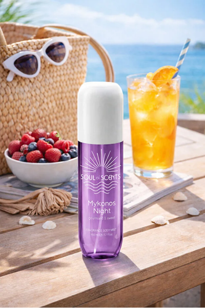 Body Mist Mykonos Night Soul of Scents 180ml – Spray Parfumat Sweet & Gourmand - Body Mist | VrajaDulce