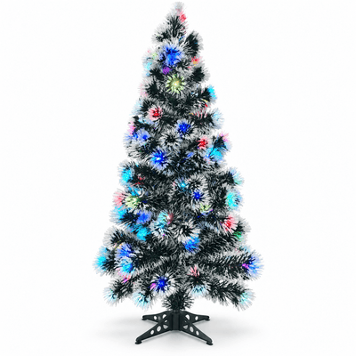 Brad artificial de Crăciun cu fibră optică multicoloră și vârfuri albe, 150 cm - Brazi artificiali | VrajaDulce