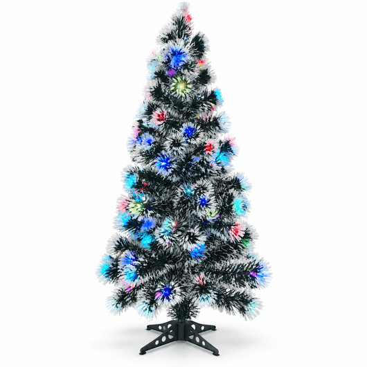 Brad artificial de Crăciun cu fibră optică multicoloră și vârfuri albe, 150 cm - Brazi artificiali | VrajaDulce