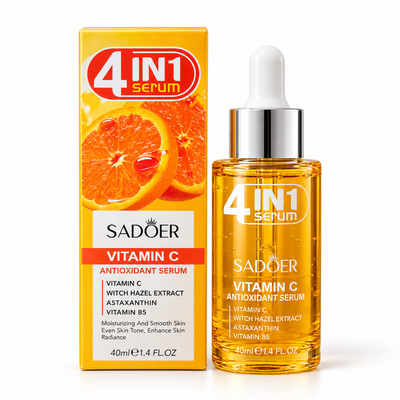 Ser Facial SADOER 4 în 1 cu Vitamina C – Antioxidant, Hidratare și Luminozitate, 40 ml