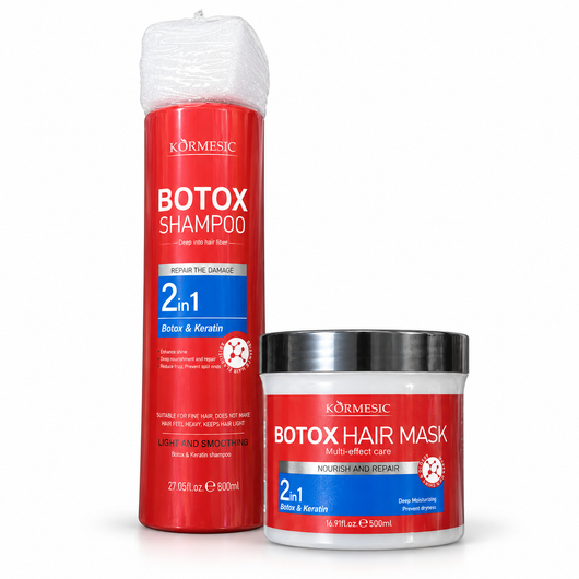 Pachet KORMESIC Botox & Keratin cu șampon 800 ml și mască la borcan 500 ml.