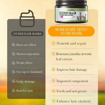 Mască de Păr cu Rozmarin și Mentă SADOER 250g – Reparare și Hidratare Intensivă - Masca | VrajaDulce