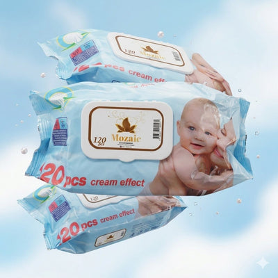 Mozaic Șervețele Umede 120 buc Cream Effect pentru Bebeluși - | VrajaDulce