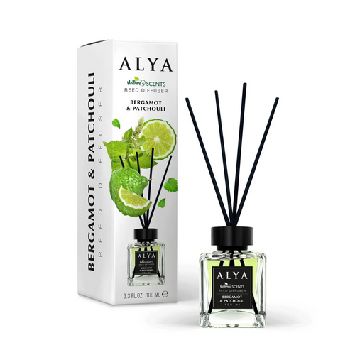 Odorizant de cameră cu bețișoare ALYA – Bergamot & Patchouli 120 ml