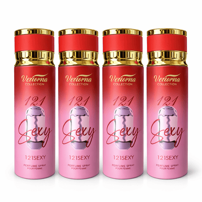 Pachet 4x Body Mist 121 Sexy Verona Collection 200ml – Parfum Dulce & Seducător pentru Femei - | VrajaDulce
