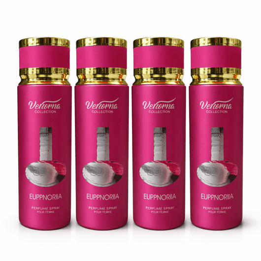 Pachet 4x Body Mist Euppnoria Verona Collection 200ml – Parfum Dulce & Seducător pentru Femei - | VrajaDulce