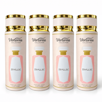 Pachet 4x Body Mist Idyllic Verona Collection 200ml – Parfum Damă Fresh & Elegant - | VrajaDulce