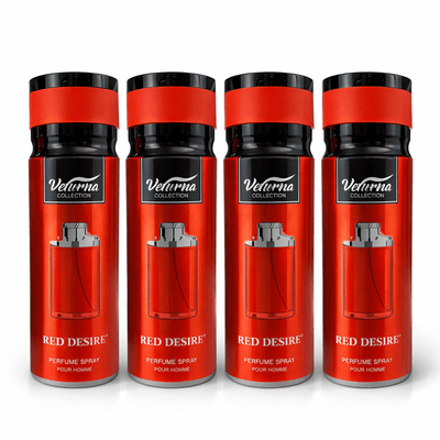 Pachet 4x Body Mist Red Desire Verona Collection 200ml – Parfum Masculin Fresh & Seducător - | VrajaDulce