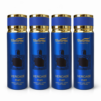 Pachet 4x Body Mist Vercage Man Verona Collection 200ml – Parfum Masculin Fresh & Seducător - | VrajaDulce