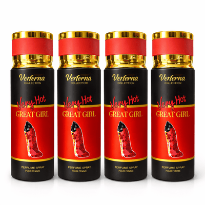 Pachet 4x Body Mist Very Hot Great Girl Verona Collection 200ml – Parfum Damă Seducător & Elegant - | VrajaDulce