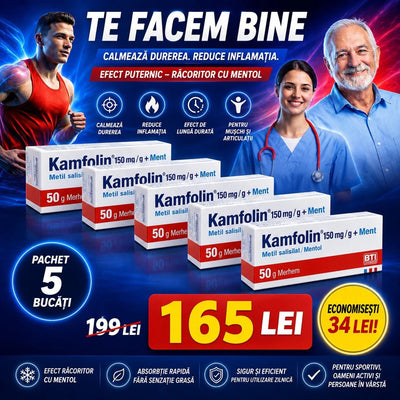Pachet 5 x Crema Antiinflamatoare Kamfolin 150mg/g+100 mg/g Merhem - Kamfolin | VrajaDulce