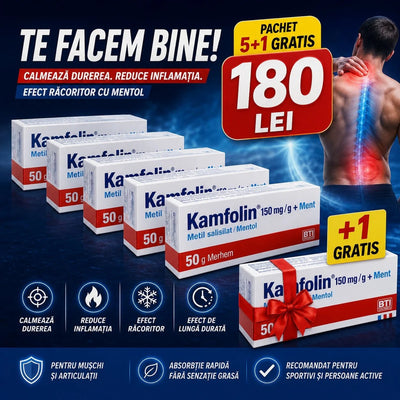 Pachet 5+1 gratis x Crema Antiinflamatoare Kamfolin 150mg/g+100 mg/g Merhem - Kamfolin | VrajaDulce