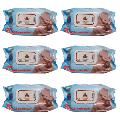 Pachet Familie Smart 6x Șervețele Umede Mozaic Cream Effect 120 buc pentru Bebeluși - | VrajaDulce