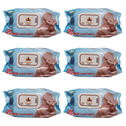 Pachet Familie Smart 6x Șervețele Umede Mozaic Cream Effect 120 buc pentru Bebeluși - | VrajaDulce