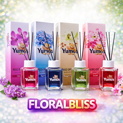 Pachet Floral Bliss – 4 Odorizante Cameră Yumos (Liliac, Zambilă, Crin Alb, Orhidee) - Odorizant camera | VrajaDulce