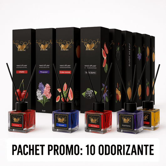 Pachet Promo: 10 Odorizante cameră cu bețișoare (arome mixte) 120ml – MOZAIC - Odorizant | VrajaDulce
