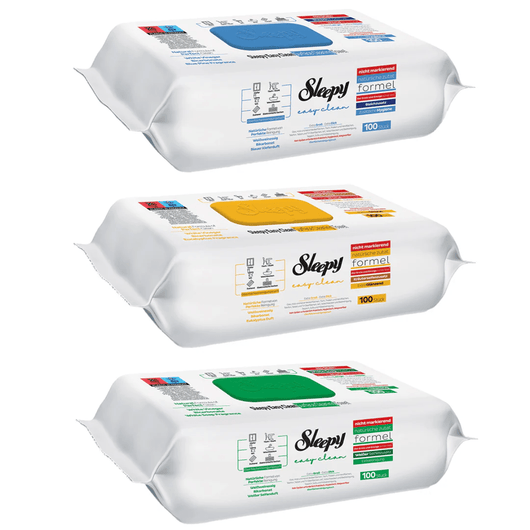 PACHET PROMO – 3× Șervețele Umede Sleepy Easy Clean (Bleach, Bicarbonat & Oțet, Herbal Soap) · 100 buc/pachet - Servetele Umede | VrajaDulce