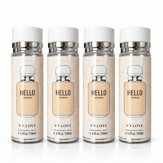 Pachet Promo 4x Body Mist Hello Women V.V.LOVE 250ml – Parfum Fresh & Delicat - | VrajaDulce