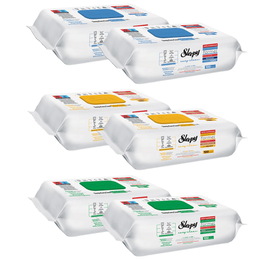 PACHET PROMO – 6× Șervețele Umede Sleepy Easy Clean (Bleach, Bicarbonat & Oțet, Herbal Soap) · 100 buc/pachet - Servetele Umede | VrajaDulce