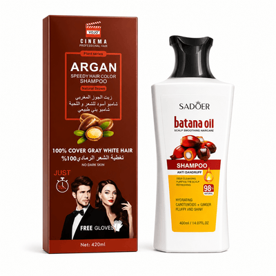 Pachet Promo Batana Clean – Șampon Nuanțator Argan + Șampon Batana SADOER - | VrajaDulce