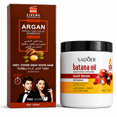 Pachet Promo Batana Repair – Șampon Nuanțator Argan + Mască de Păr Batana SADOER - | VrajaDulce