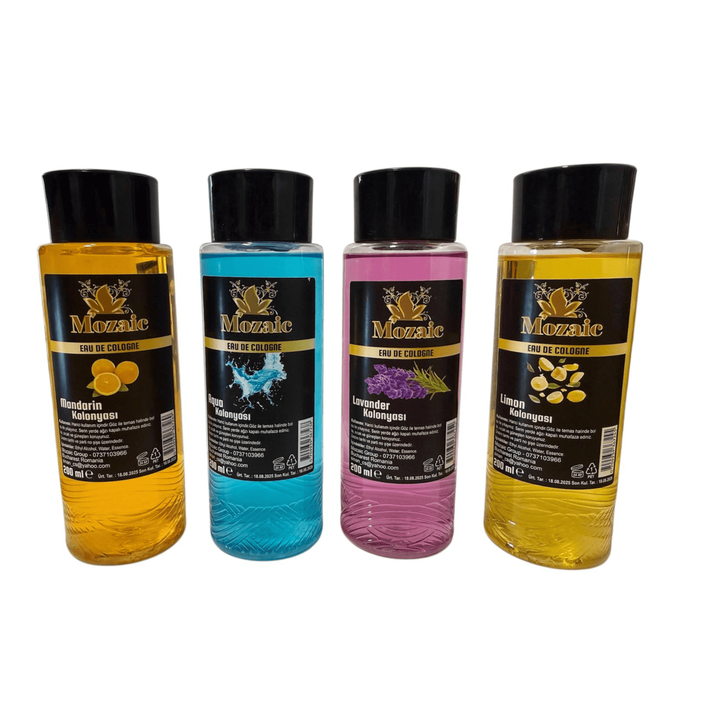 Pachet Promo Colonie Mozaic 4x200ml – Mandarin, Aqua, Lavandă, Lămâie - Eau de cologne | VrajaDulce