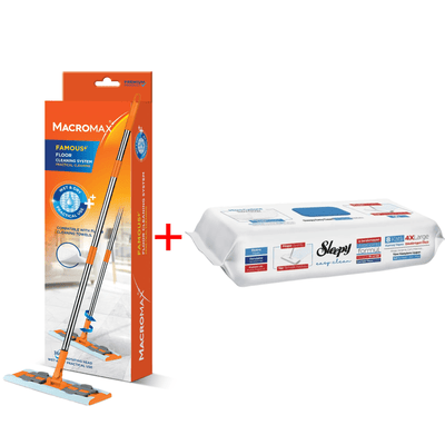 Pachet Promo – Lavete Umede SLEEPY EASY CLEAN Bleach Additive + Mop MACROMAX - Servetele Umede | VrajaDulce