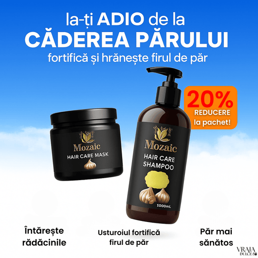 Pachet Promo Mozaic – Șampon cu Usturoi 1000ml + Mască Păr 475ml - | VrajaDulce