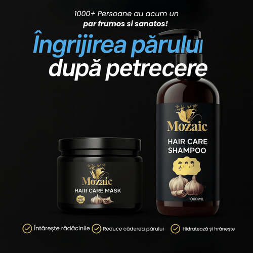 Pachet Promo Mozaic – Șampon cu Usturoi 1000ml + Mască Păr 475ml