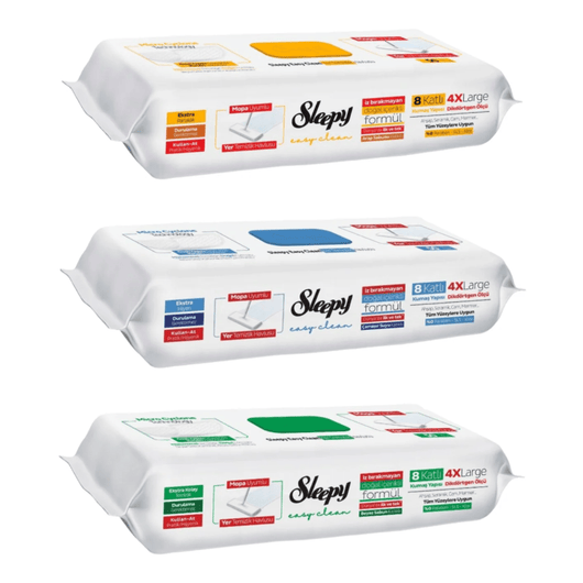 PACHET PROMO PREMIUM – 3× Lavete Umede Pardoseli Sleepy Easy Clean Bleach Additive + Mop MACROMAX - Servetele Umede | VrajaDulce