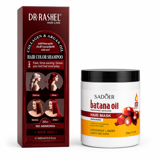 Pachet Promo Red Velvet Repair – Șampon Nuanțator Wine Red + Mască Batana SADOER - | VrajaDulce