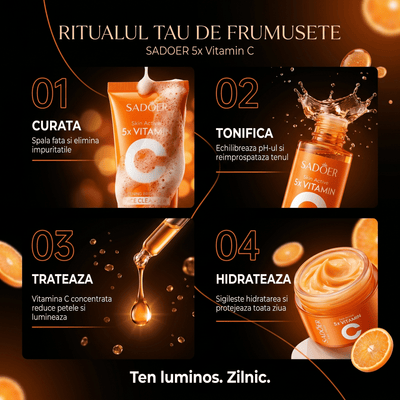 Pachet Promo Vitamin C Glow Ritual – Set Complet SADOER pentru Îngrijirea Tenului - | VrajaDulce
