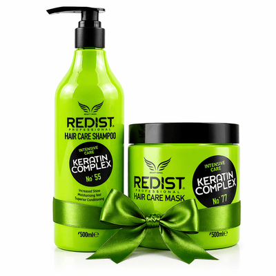 Pachet Puterea Verde – Șampon Keratin Redist 500ml + Mască Keratin 500ml – Hidratare & Reparare Intensivă - | VrajaDulce