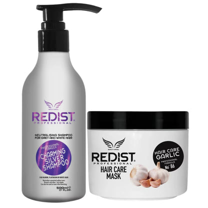 Pachet Redist Silver Blond + Mască Usturoi Anti - Cădere - Sampon | VrajaDulce