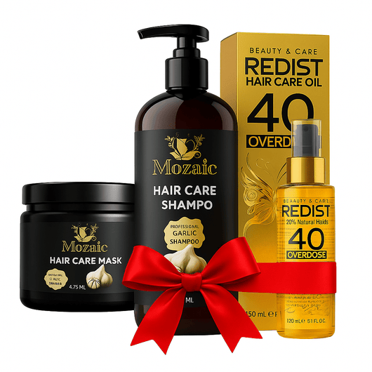 Pachet Regenerare Intensivă – Mozaic Usturoi + Redist 40 Oils | Fortifiere și Strălucire Păr - Sampon | VrajaDulce