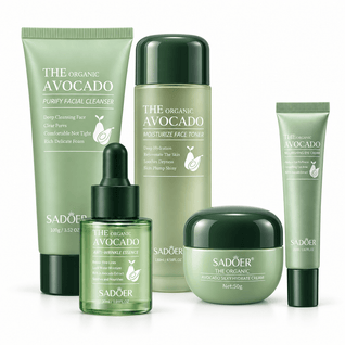 Pachet SADOER Avocado Ritual Facial – Curățare 100 g + Toner + Ser 50 ml + Cremă + Cremă de Ochi
