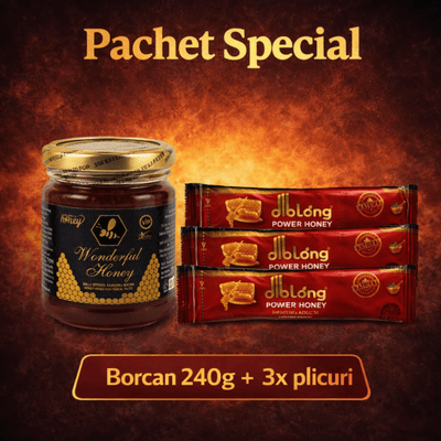 Pachet Special Wonderful Honey 240g + 3 Plicuri Diblong - Miere cu Plante | VrajaDulce