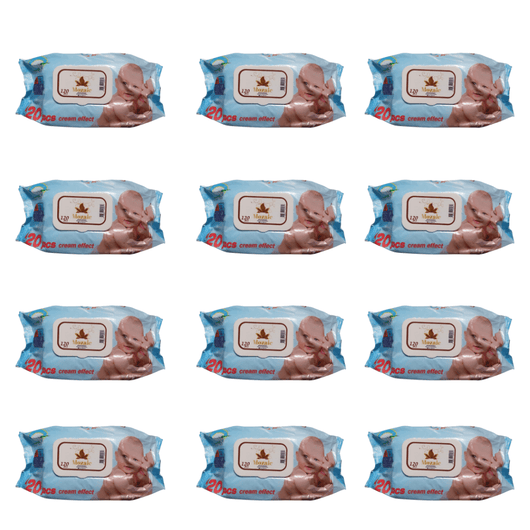 Pachet Super Econom 12x Șervețele Umede Mozaic Cream Effect 120 buc pentru Bebeluși - | VrajaDulce