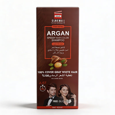 Șampon Colorant cu Argan VOJO Natural Brown – Acoperire Fire Albe 100% | 420ml
