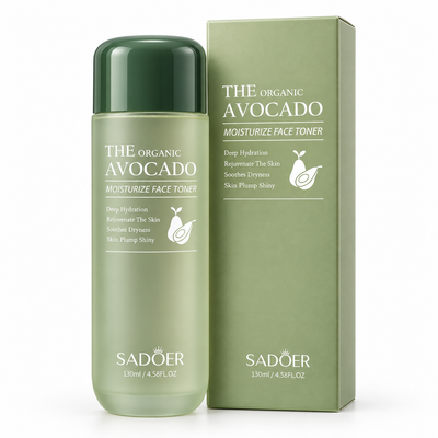 Toner SADOER Avocado 130 ml cu ambalaj pe fundal alb