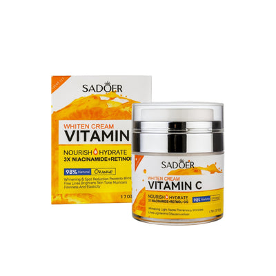 SADOER Cremă Iluminatoare cu Vitamina C + Niacinamide + Retinol + Q10, 170g - | VrajaDulce