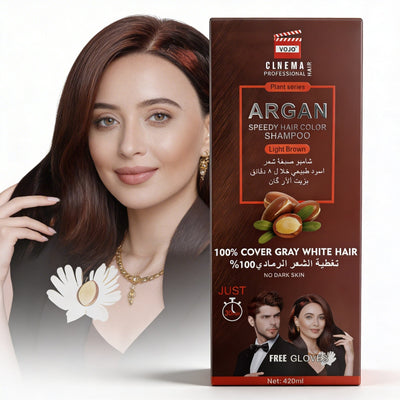 Șampon Colorant cu Argan VOJO Natural Brown – Acoperire Fire Albe 100% | 420ml - | VrajaDulce
