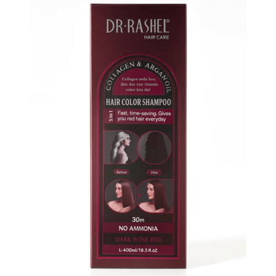 Șampon Colorant Dr. Rashel Dark Wine Red – Colagen & Ulei de Argan, Fără Amoniac, 400ml - | VrajaDulce