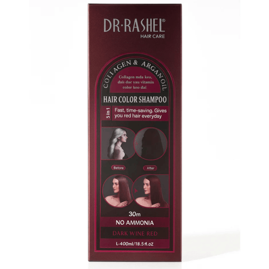 Șampon Colorant Dr. Rashel Dark Wine Red – Colagen & Ulei de Argan, Fără Amoniac, 400ml - | VrajaDulce